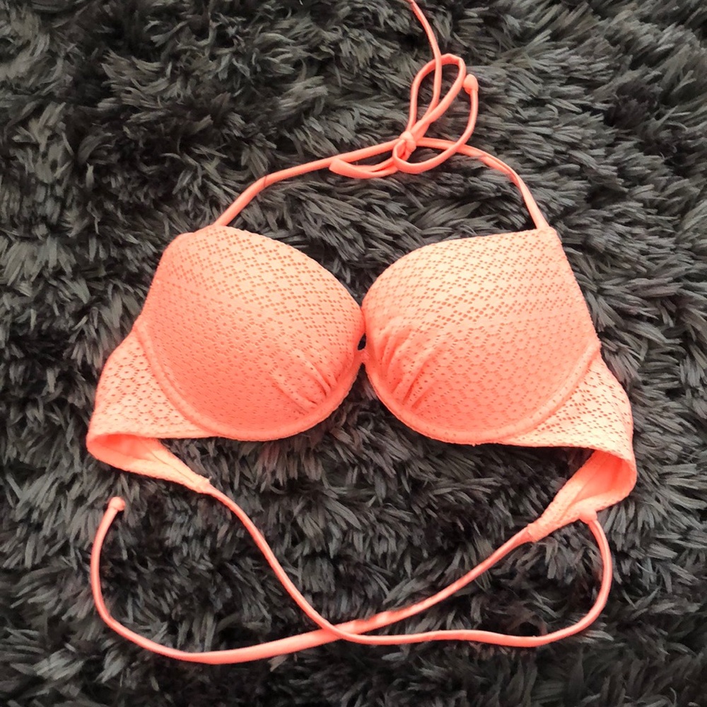 H&M Neon Salmon Colored Push Up Bikini Top